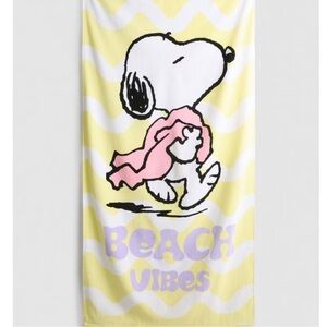Snoopy Yellow & Pink Beach Towel - Beach Vibes